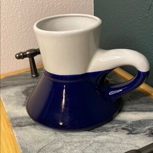 Vintage Blue and White No Spill Ceramic Mug
